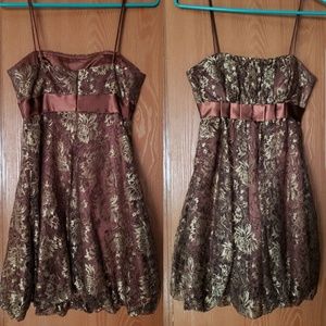 Brown and Gold Homecoming/Prom Dress